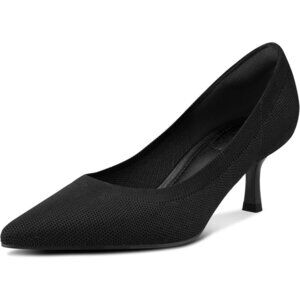 🆕Women's Black Knitting Pumps 2 inch Kitten Pointed Toe Low Heel Dress Shoes